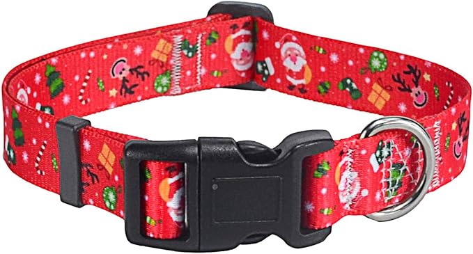 Christmas Dog Collar - Premium Adjustable Dog Collar for Small Medium Large Dogs (Christmas,M)