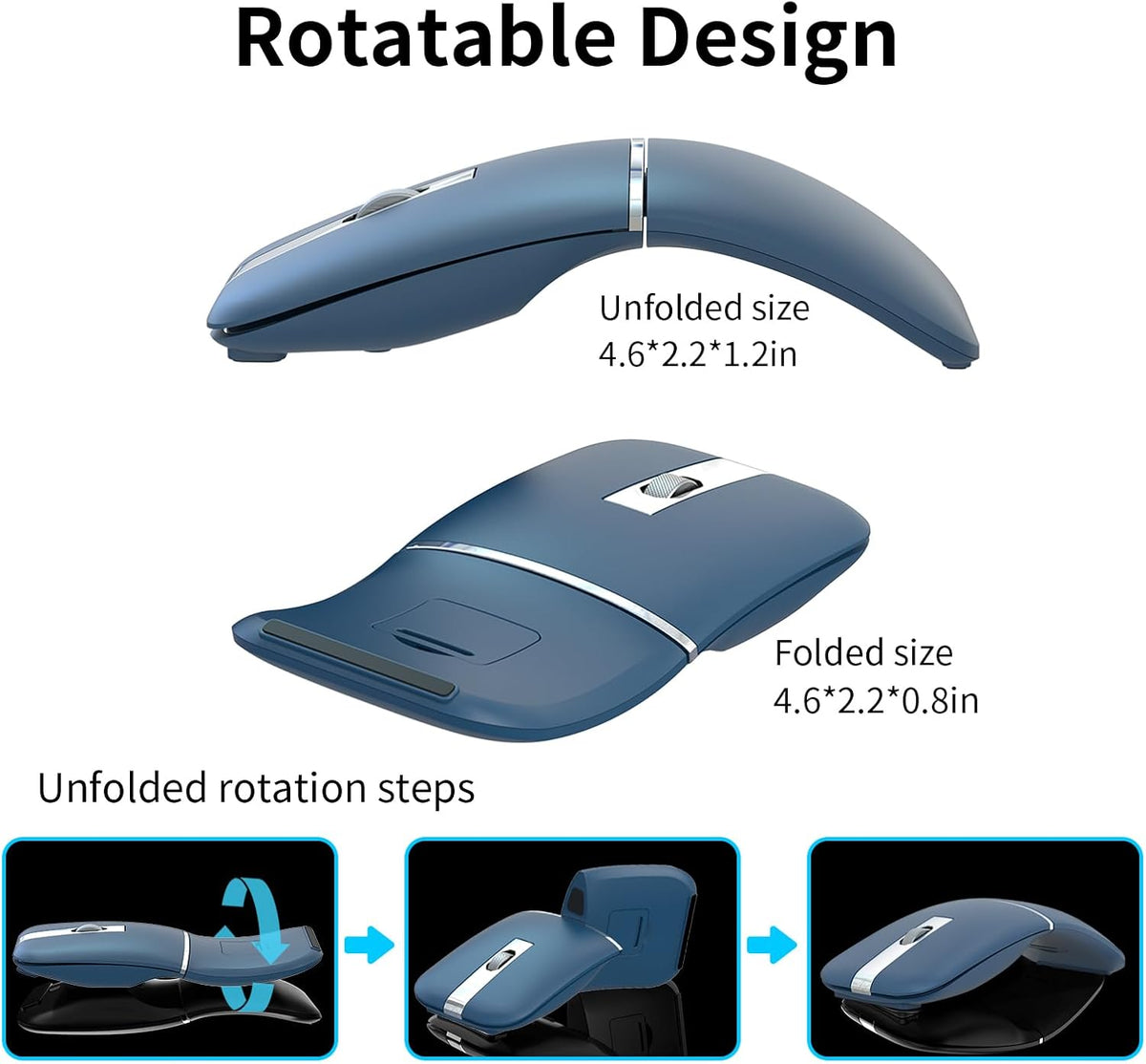 Bluetooth Arc Travel Mouse - BT & USB Wireless Dual Mode, Rechargeable