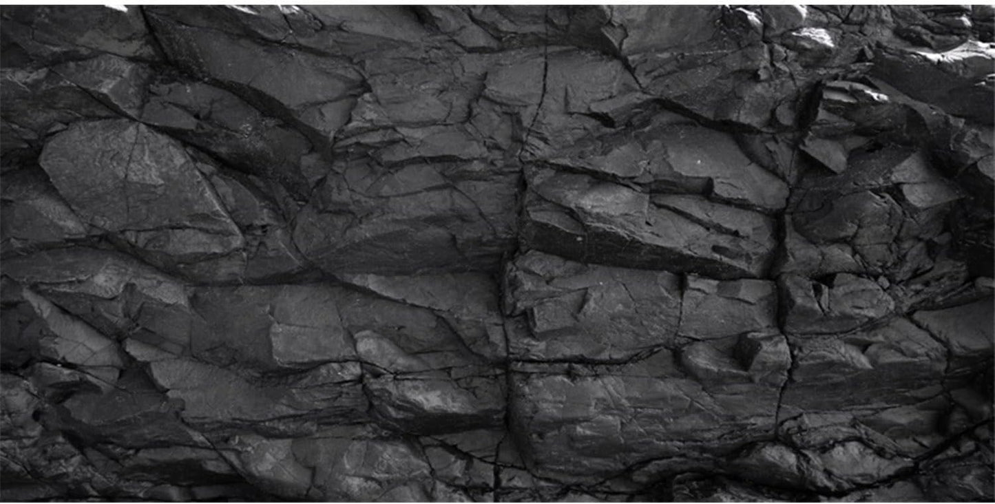AWERT 24x12 inches Stone Aquarium Background Black Rock Fish Tank Background Rocky Terrarium Background Vinyl
