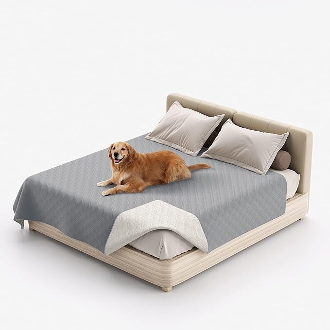 Waterproof Dog Bed Covers for Couch Protection, Water-Resistant Soft Dog Pet Blanket Anti-Slip Dog Blanket for Bed, for Furniture Bed Couch Sofa (Light Gray,82x82inch)
