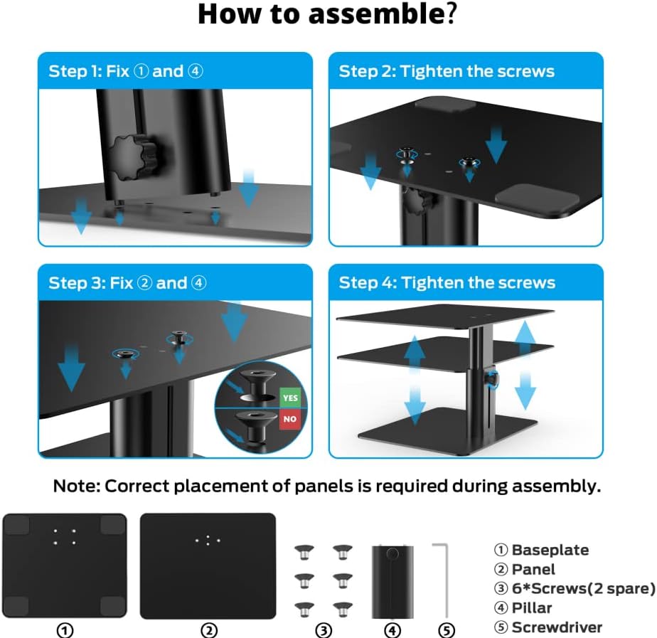 BoYata Monitor Stand, Adjustable Height Metal Desktop Riser, Black