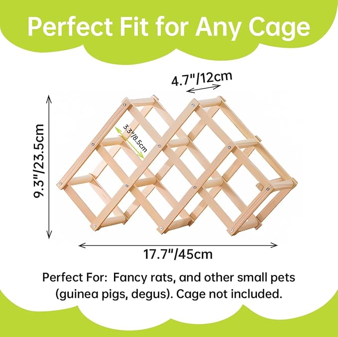 Wooden Rat Climbing Toys for Pet Rats - Natural Cage Accessories,Climbing Ladder,Hanging Enrichment Toys for Fancy Rats,Fun & Safe Play & Chew Activities,M