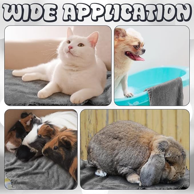 Newwiee 24 Pcs Guinea Pig Fleece Bedding Blankets Bulk Washable Small Animal Fleece Cage Liners Pet Wash Cloth Sleeping Mat Cover for Hamster Chinchilla Rabbit Hedgehog(13.8 x 29.5 Inch,Gray)