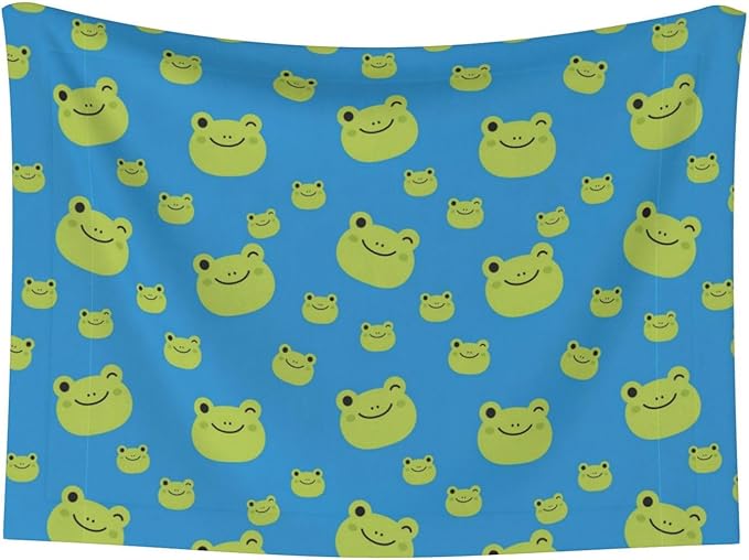 Pet Blanket for Couches and Beds, Colorful Pattern Adorable Frog Face Pattern, Reversible Double Sided Plush Design with Soft Bumpy Texture and Smooth Surface, Furniture Protector