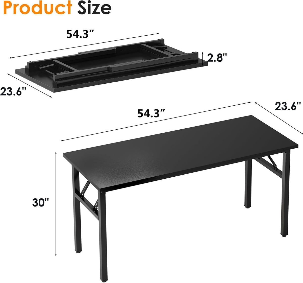 Need Office Computer Desk 54.3 Inch Sturdy Folding Laptop Table Black