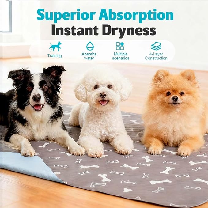 Puppy Pads for Dogs, 2026 New Washable Puppy Pads with Pheromones, Pee Pads for Dogs & Cats, Durable Leak-Proof & Anti-Slip Pet Training Pads for Home & Travel, Reusable (Grey, 31.5" x 35.4")