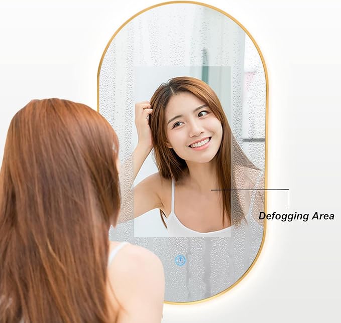 Oval LED Illuminated Bathroom Mirror, Wall-mounted Vanity Makeup Mirror