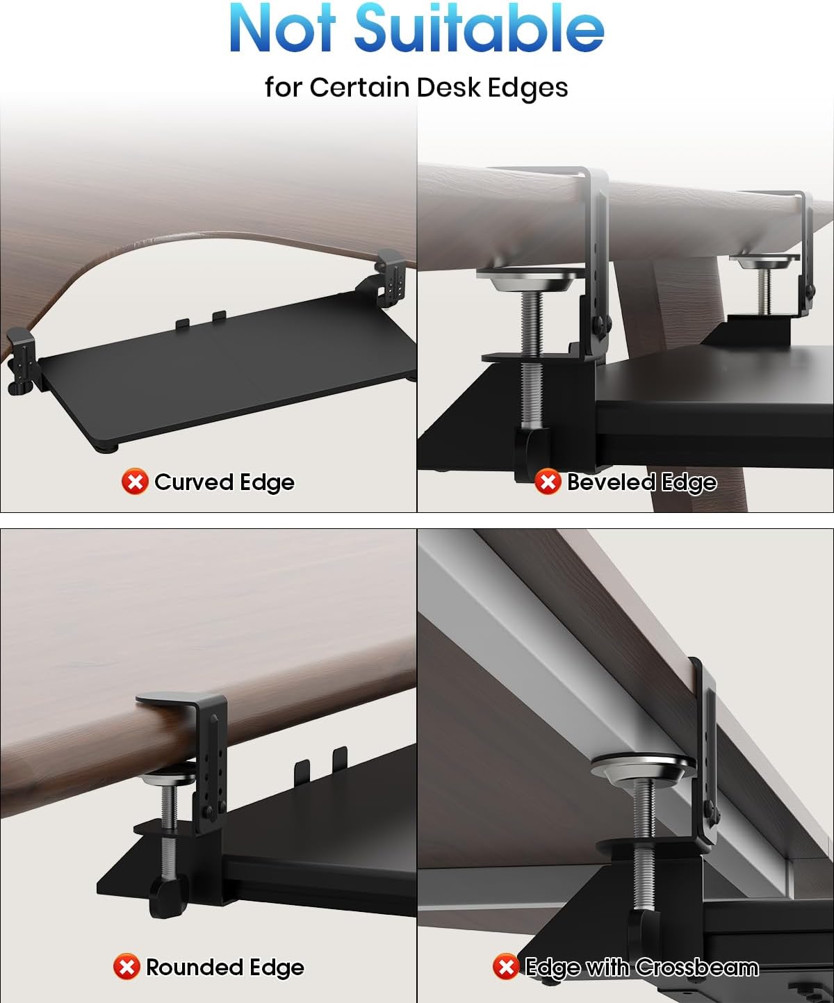 Large Keyboard Tray Under Desk, Pull Out Keyboard & Mouse Tray for Typing