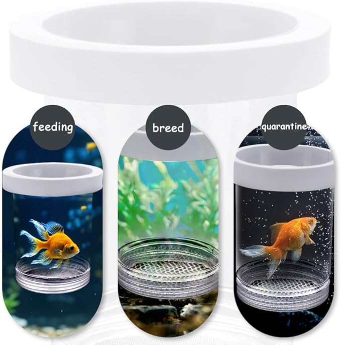 2 Pack Floating Hatching Box Acrylic Suspended Fish Tank Isolation Box Breeding Box Fish Egg Isolation Net Incubation Box (L-Fine Mesh and M-Coarse Mesh)
