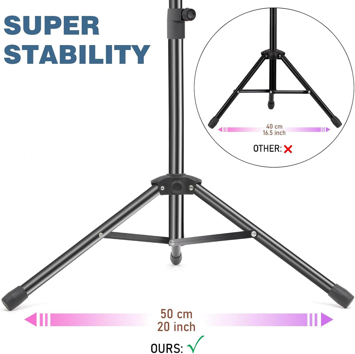 5 in 1 Dual-use Sheet Music Stand & Desktop Book Stand, Height Adjustable from 23.6-59 in, Folding Music Stand with Portable Carrying Bag, Sheet Music Folder & Rechargeable Music Stand Light