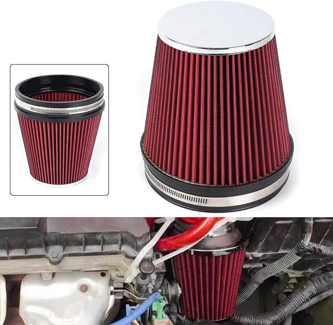 6" Inlet Cold Air Intake Filter Cone Replacement Performance Washable Clamp-On