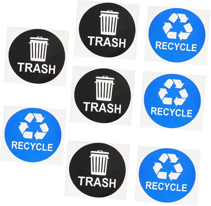 Tofficu 8pcs Hanging Trash Can Stickers Garbage Recycling Decals Material
