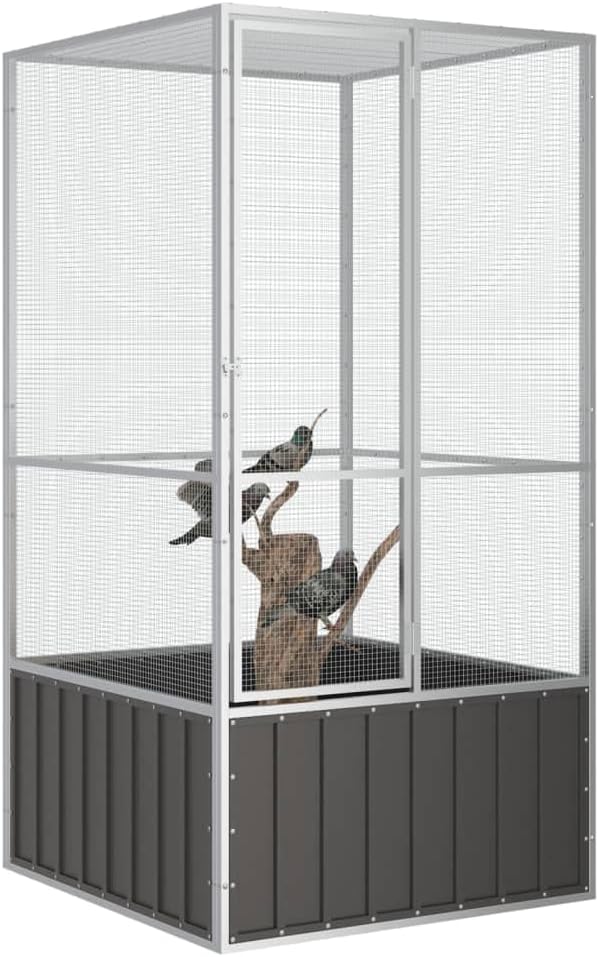 Large Flight King Bird Cage, Steel Bird Cage Flight Cage for Cockatiels African Parakeets Green Cheek Conures Pigeons Parrot, Anthracite 43.7"x42.1"x83.3",-967
