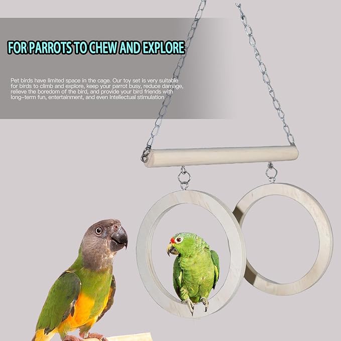 Parrot Bird Toy Hanging Ring Interactive Toy is Suitable for Small and Medium-Sized Parrots Such as African Grey Parrots, Cockatoos, and Cokatoos Amazon