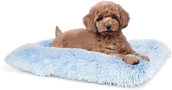 nononfish Dog Crate Bed for Small Dogs Washable Orthopedic Flat for Inside Crate Cages Kennel House Sofa Plush Comfy Sleeping,Gradient Blue 24 in