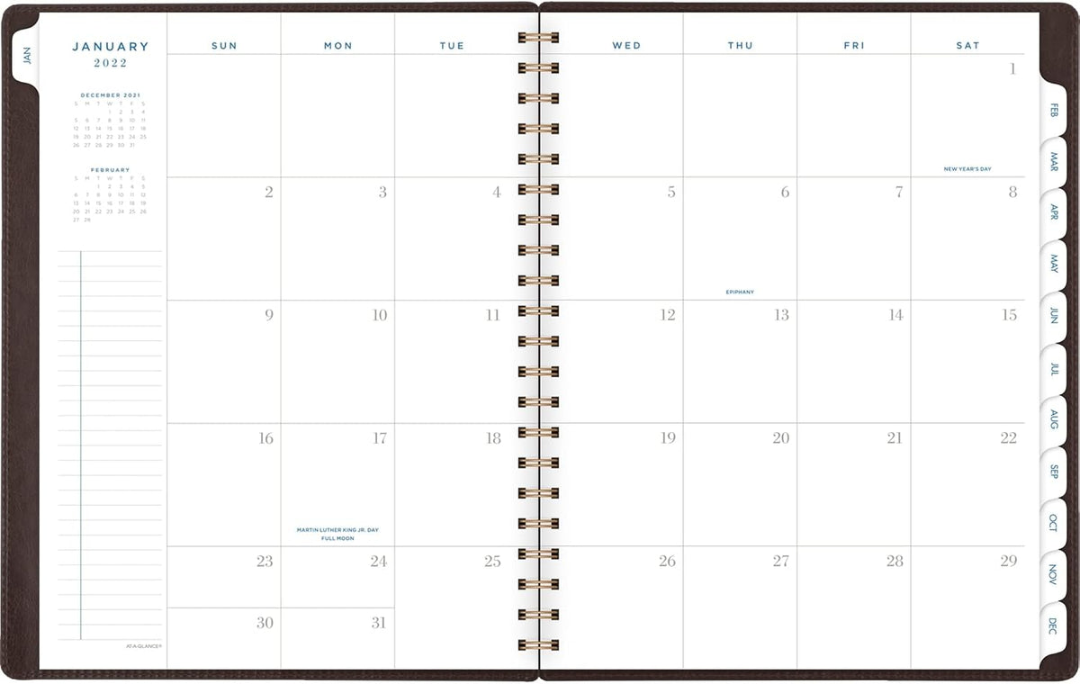 2022 Weekly & Monthly Planner by AT-A-GLANCE, 8-1/2" x 11", Large, Wirebound, Signature Collection, Distressed Brown (YP90509)