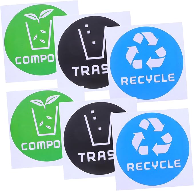 6pcs Decorative Waste Sorting Stickers