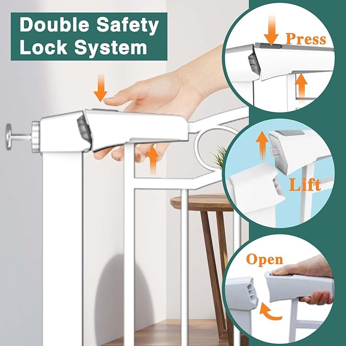 Fairy Baby 59.8"-62.6" Extra Wide Press Mounted Baby Gate Indoor for Kids Or Pets Walk Thru No Drill Long Dog Gates for The House Doorway Child Safety Gate