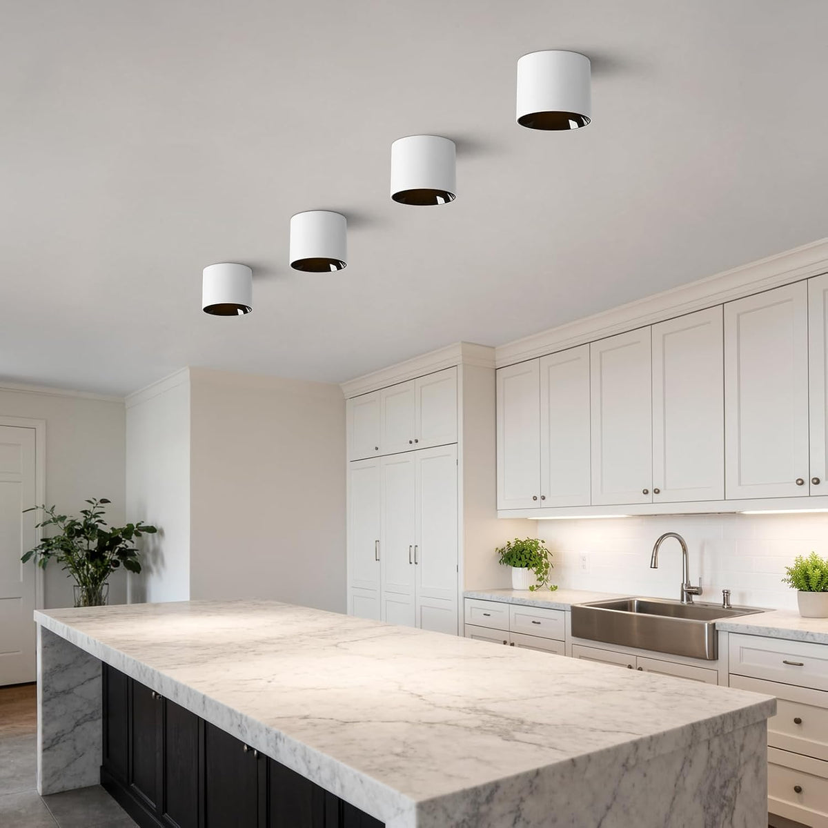 Flush Mount Ceiling Light Fixture, 3 Pack LED White Cylinder Lights