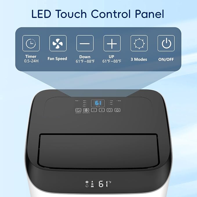 14000 BTU Portable Air Conditioners, Dehumidification, Sleep Mode