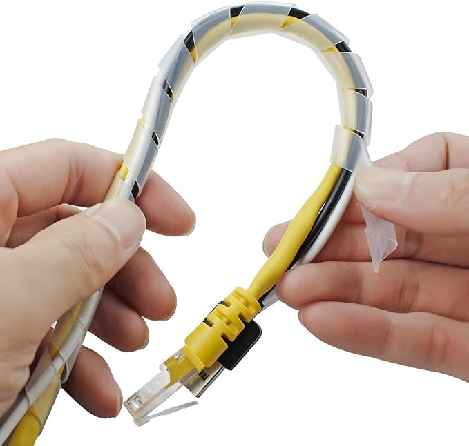 26Ft XHF 3/8" Clear Spiral Cable Wrap 10mm(Wrapping Range:7.5mm-60mm) Cord for Computer Electrical Wire Organizer Sleeve Hose RoHS
