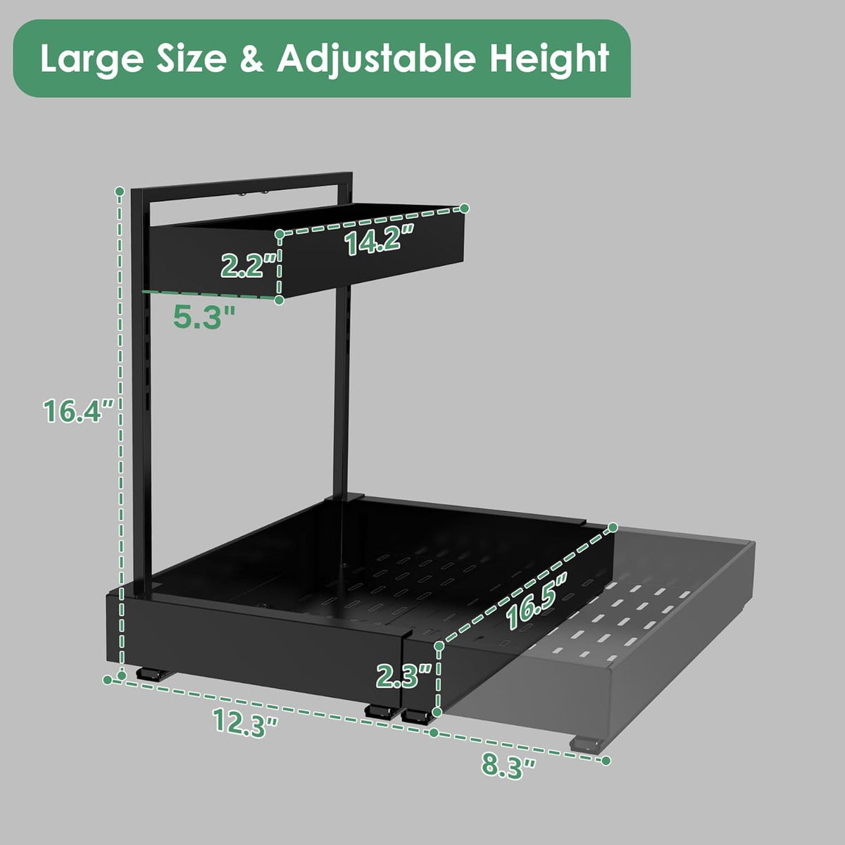 REALINN Under Sink Organizer, L-Shaped Pull Out Cabinet Rack for Kitchen