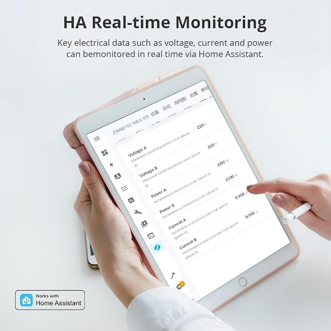 Smart Home Energy Monitor with 2 x 120A CTs, Live Electricity Usage Tracking