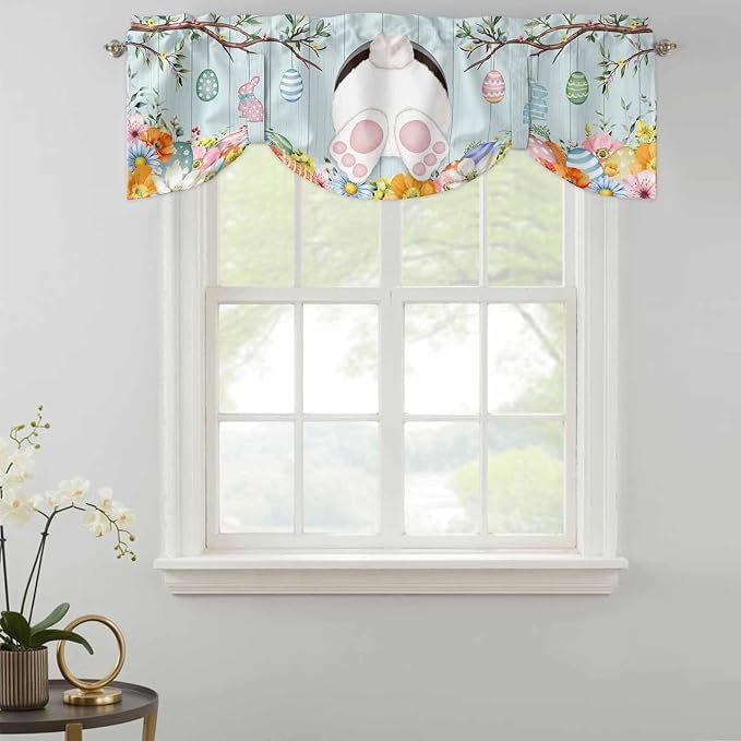 Easter Bunny Tie Up Valance Curtains