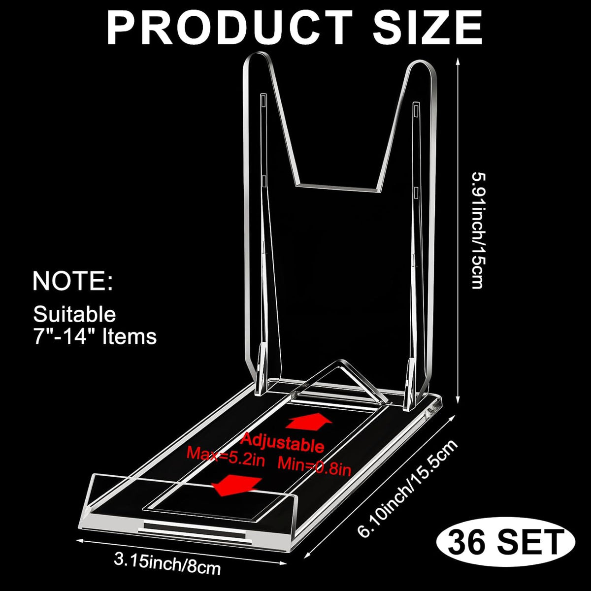 24 Pack Acrylic Book Stand for Display Adjustable, 5.91in H