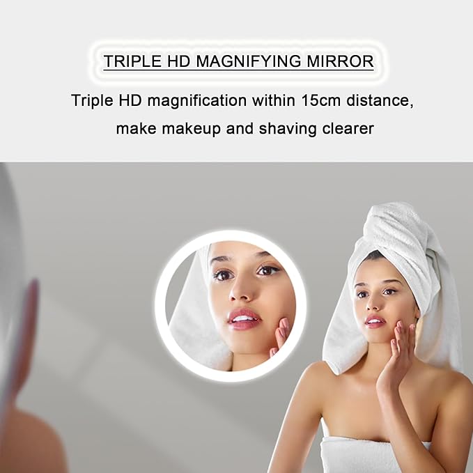 Bathroom Mirror with LED Lights，Smart Illuminated LED Bathroom