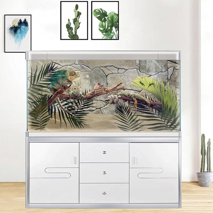 72X24IN Marble Aquarium Background, Art Marble Aquarium Background, Natural Marble Glass Terrarium Background with 8 EVA Double-Sided Tape