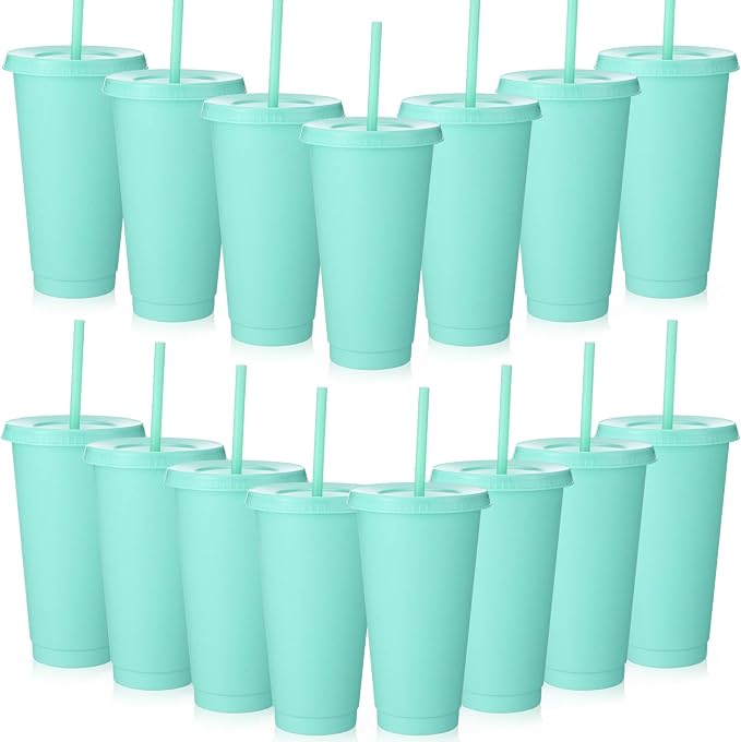 Honeydak 15 Pack Tumbler with Straw and Lid Bulk Cups