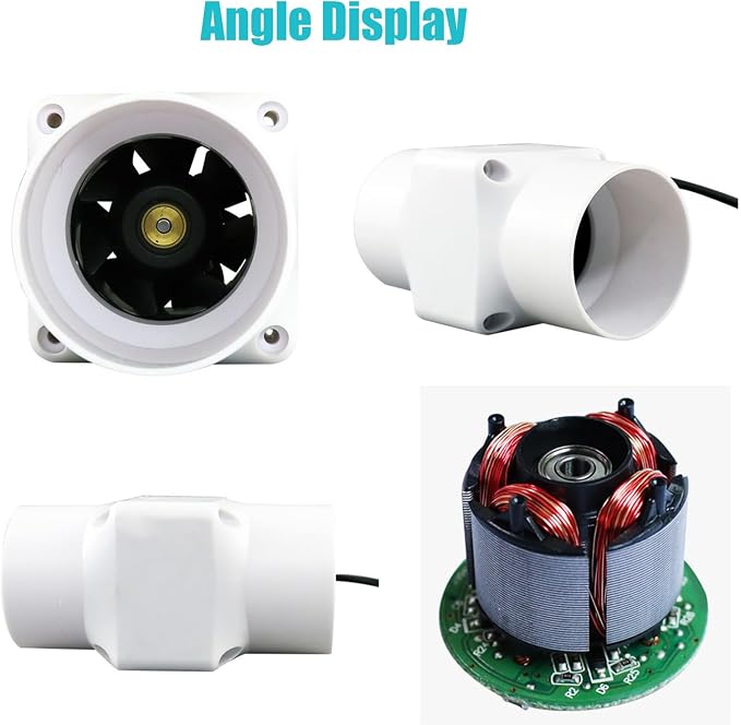 2 Inch Inline Duct Ventilation Fan HVAC Vent Blower 22 Cfm Quiet Ventilation
