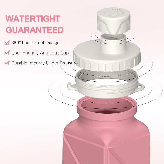 BEAUTAIL Collapsible Water Bottles 21oz/610mL, Silicone Travel Water Bottle |