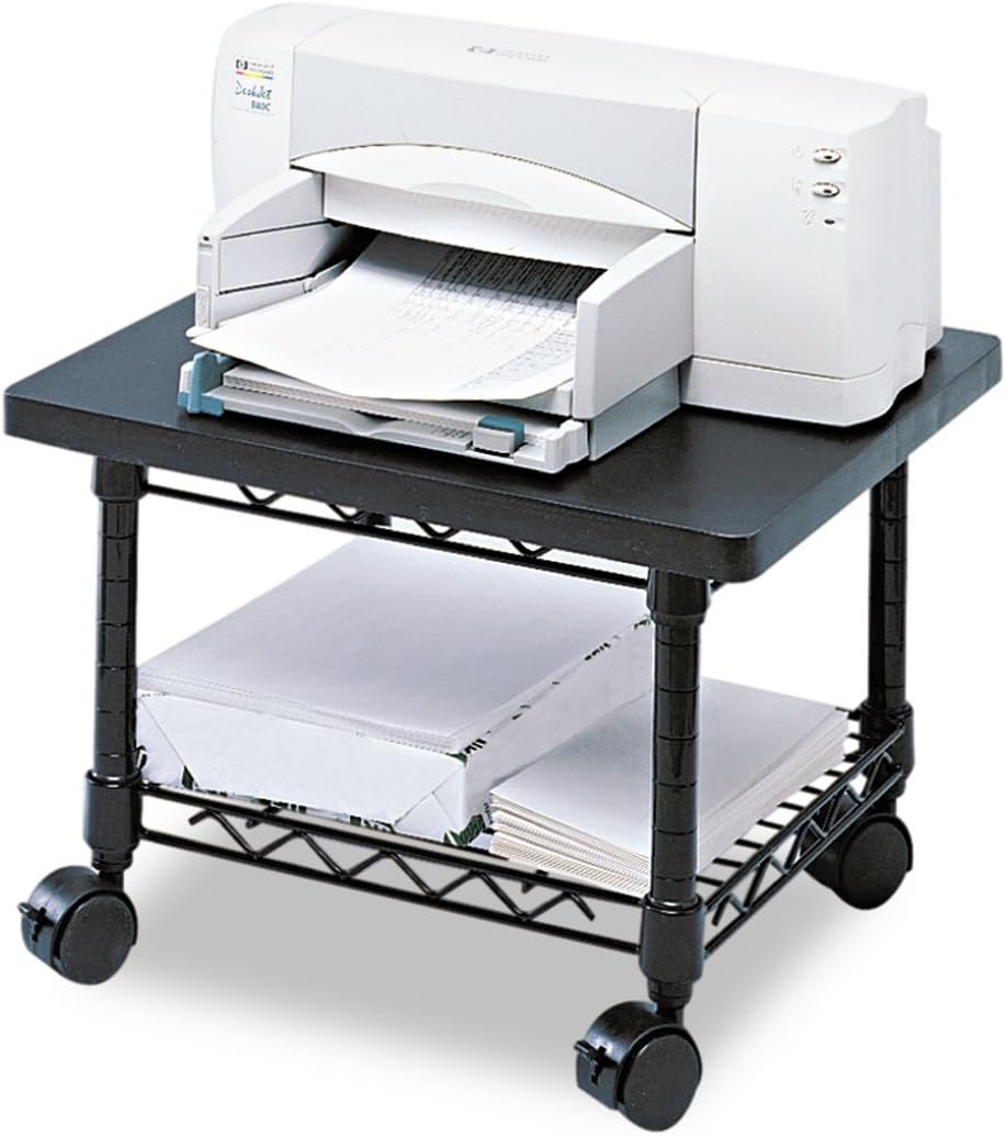 Safco Onyx Rolling Cart Printer Stand, Under-Desk Mobile Utility Table for Home Office with Steel Shelf, Gray