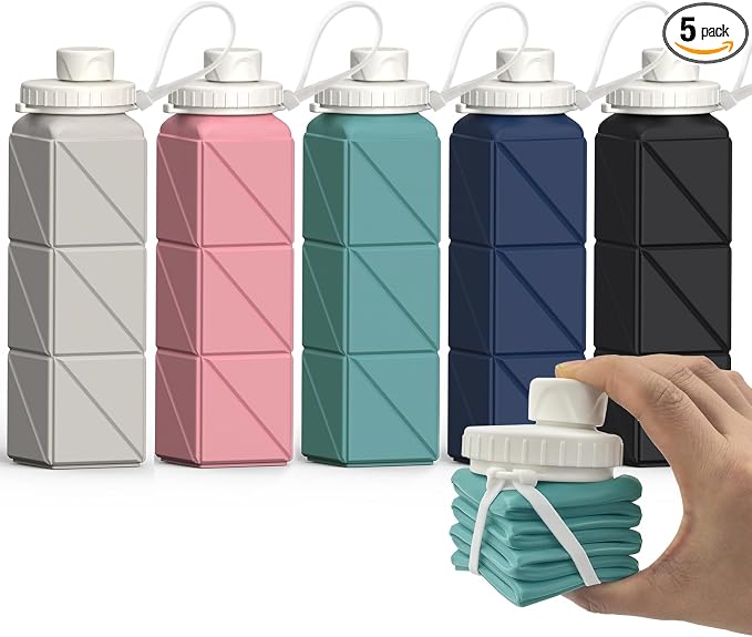 BEAUTAIL Collapsible Water Bottles 21oz/610mL, Silicone Travel Water Bottle |