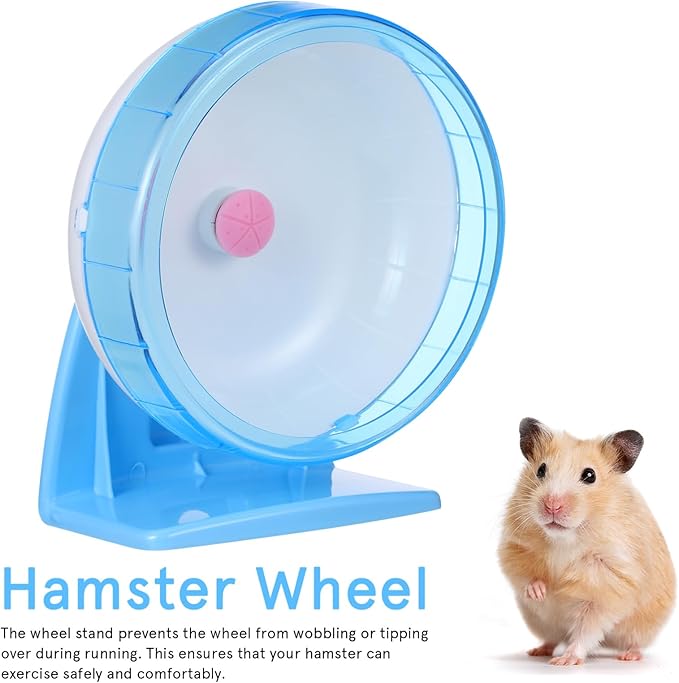 Toyvian Hamster Flying Saucer Silent Running Exercise Wheel for Gerbils, Mice,Hedgehog and Other Small Pets Silent Running Hamster Wheel (Blue)