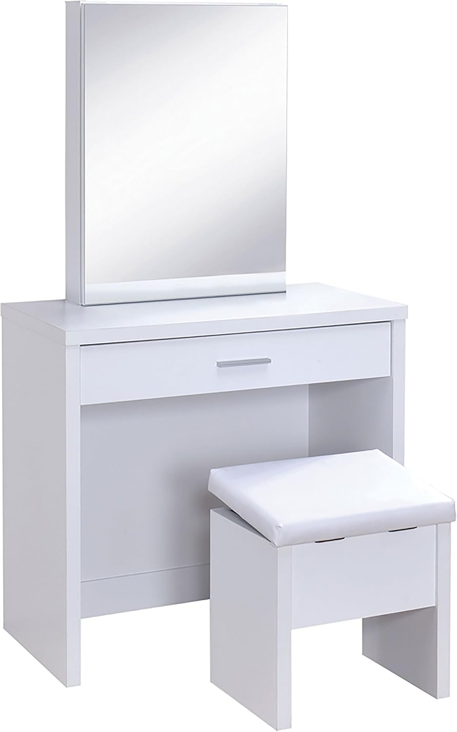 Coaster Harvey Rectangular 1-Drawer Vanity Table Set, White 300290