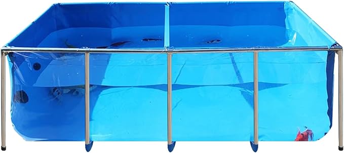 PVC KOI Aquarium Tank, Temporary Fish Tank with Clear Viewing Panel, KOI/Goldfish Pond with 304SS Frame & Drain Valve(70.9" L*39.4" W*31.5" H, About 345Gal Water Capacity)