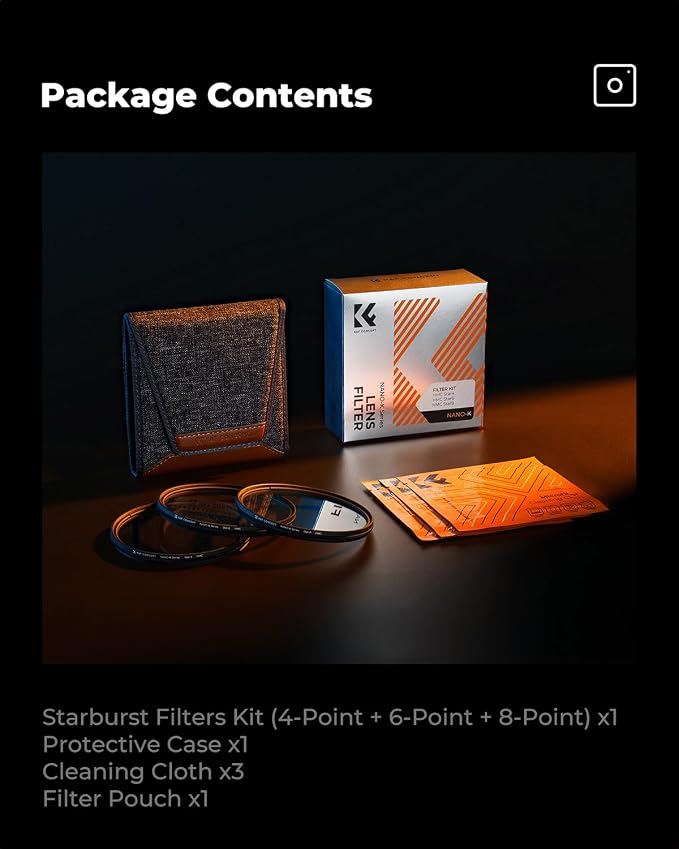 K&F CONCEPT 62mm Star Filters Kit 4 Points 6 Points 8 Points Cross Screen
