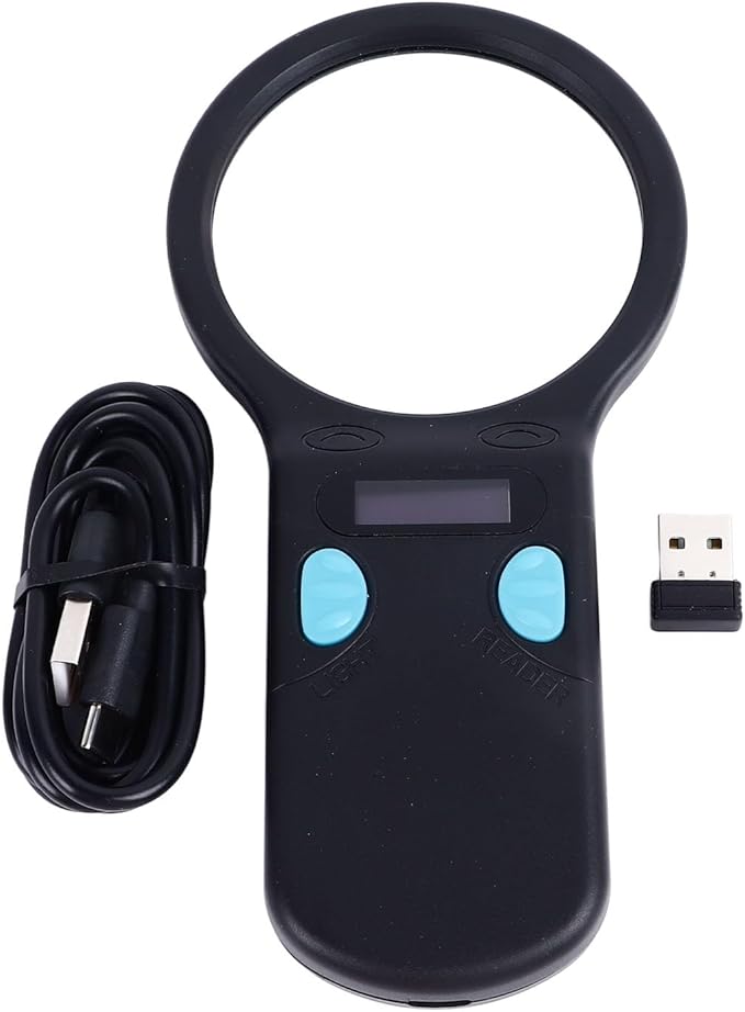 Sorandy Animal Chip Reader, Portable Lightweight Pet Handheld Rechargeable ID Tag Scanner with Fast Scanning for 125K 134.2K Pet Chips, Compitable with Small Animal Management