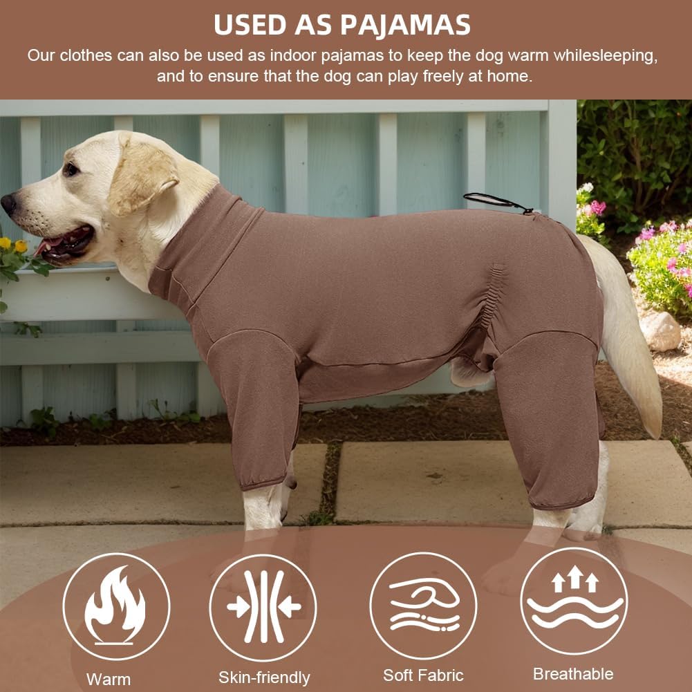 Dog Pyjamas PJS Sweater Clothing and Home Clothing Suitable for Medium to Large Breeds of Dogs, Dog Neutering Suits, Extra-Large Stretch Fabric, Four-Legged Clothe(Thickened Coffee, 3XL)