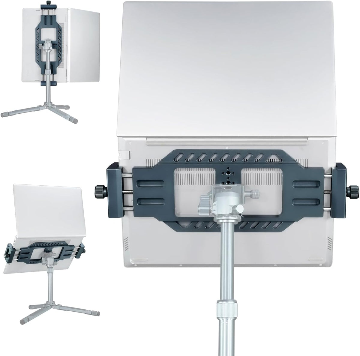 Laptop Stand for Tripods, Aluminum Construction, 1/4" and 3/8 Ports, Arca-Swiss Quick Release System, Anti-Slip Heat Display, Studio Live, Media Production, Outdoor Laptop Fixed Scenes