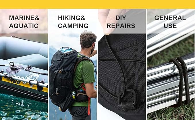 Strong and Durable Bungee Cord Roll - 3/16" x 100ft Elastic Cord, Kayak Stretch String Rope, Bungee Shock Cords for Repairing Tent Poles, DIY, Tie Downs, Black