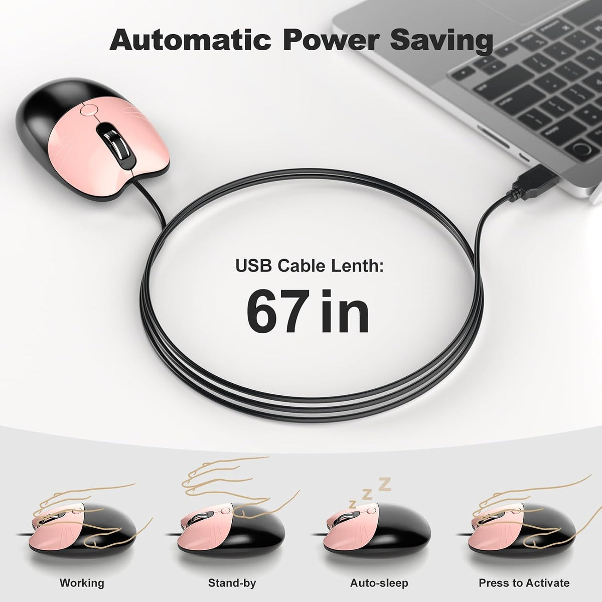 Dilter Wired Keyboard and Mouse Combo, Typewriter Keyboard with Full-Size, Cute Cat Shaped Mouse, USB Plug and Play for Windows 7/8/10/11, Computer, PC, Laptop, Desktop