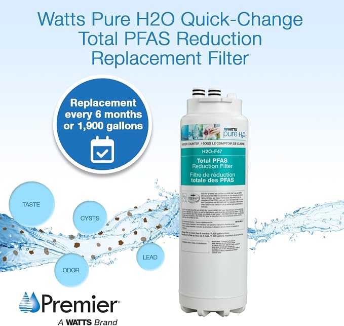 Watts Premier H2O-F47 Quick-Change Total PFAS Reduction Under Counter Water