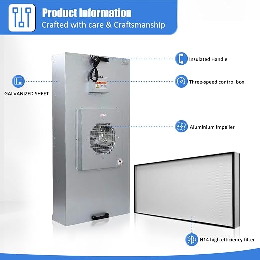 JJFFTAO，HEPA H14-Filter Laminar Flow Hood Updated FanFilter Unit（Include HEPA