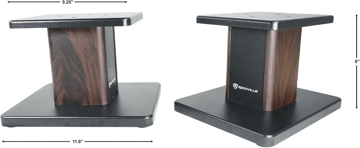 Rockville RHT8D Pair 8" Dark Wood Desktop Speaker/Studio Monitor Stands