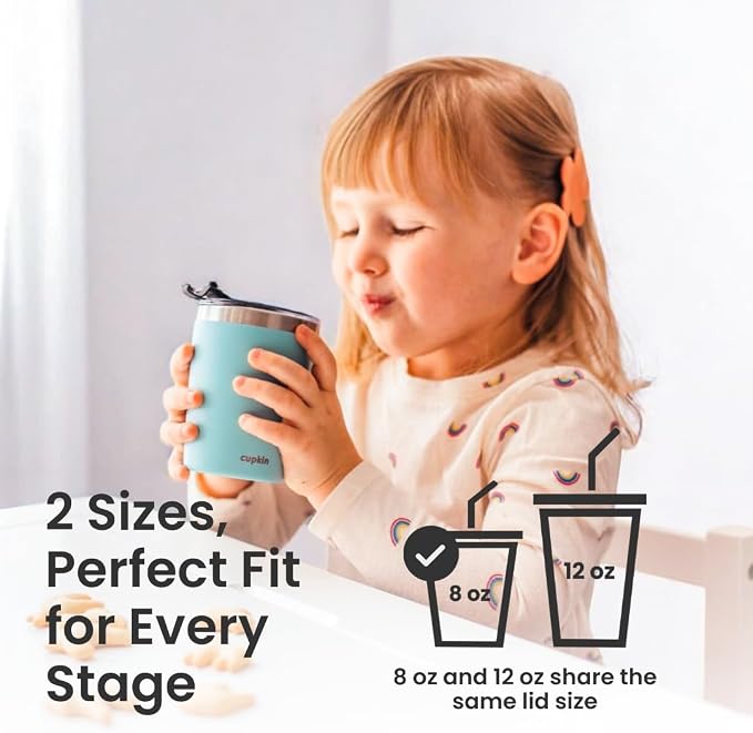 CUPKIN Toddler Tumblers, The Original 12 oz Stackable Stainless Steel Cups