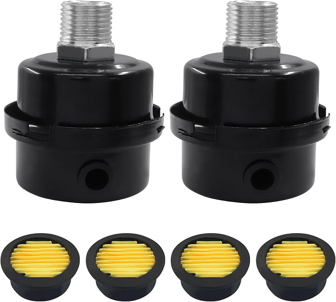 2 Pcs Air Compressor Silencer, 1/2 Inch Thread Intake Filter Muffler, 20 mm Air